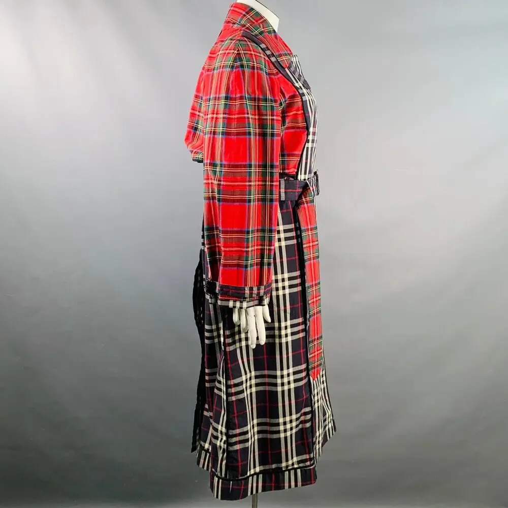 BURBERRY Size L Multi Color Cotton Plaid Belted Trench Coat - Picture 4 of 12